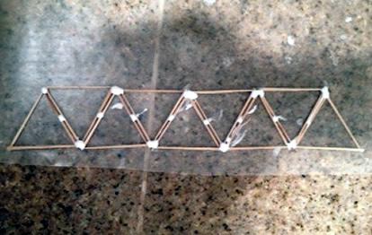 complete truss bridge made with toothpicks